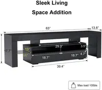 EBELLO 63-Inch Storage TV Cabinet TV Support Shelf Storage Cabinet with Multi-Color Lighting Strips 6