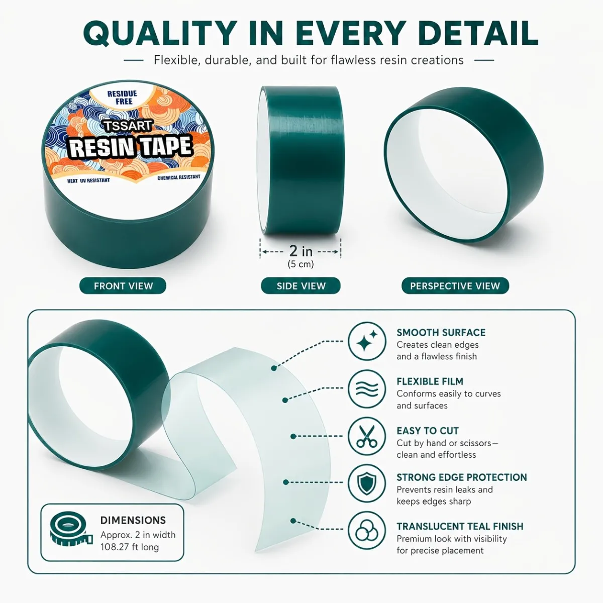 Epoxy Resin Release Tape - Durable, Heat-Resistant, Easy Peel-Off