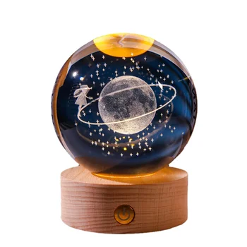 3D Crystal Inside Laser Engraved Crystal Ball Transparent Craft Luminous Night Light Glass Sphere Art Decoration Home Decor Gift