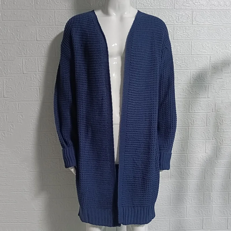 2022 Men Cardigan Long Sweater Male Knitted Solid Sweaters Casual Autumn Winter Coats 5 Colors Loose Men\'s Clothes Size S-2XL