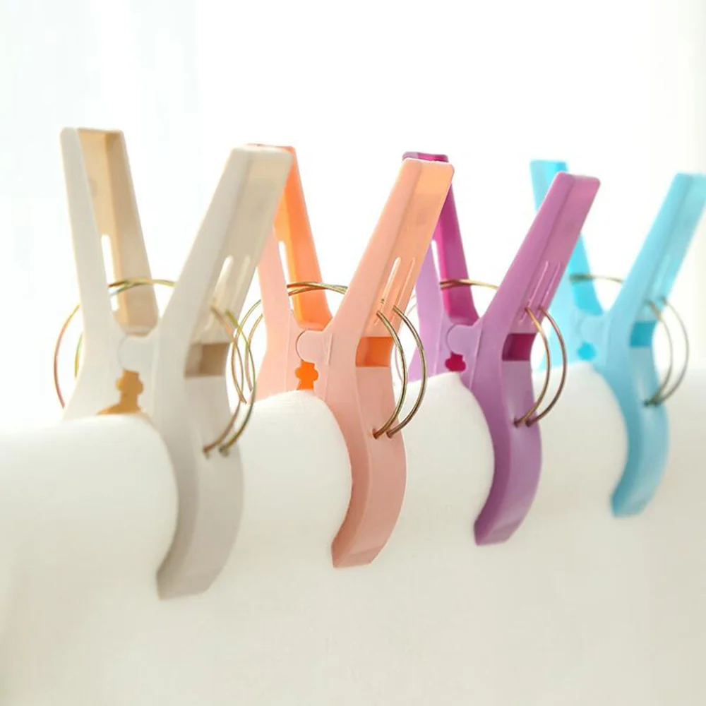 4Pcs Quilt Clothes Clips Practical Large Beach Towel Clips Plastic Quilt Pegs for Laundry Lounger Underwear Organization 8pcs clothes pegs stainless steel clothespins colorful laundry tea towel hanging clips loops towel clips kitchen bathroom clips