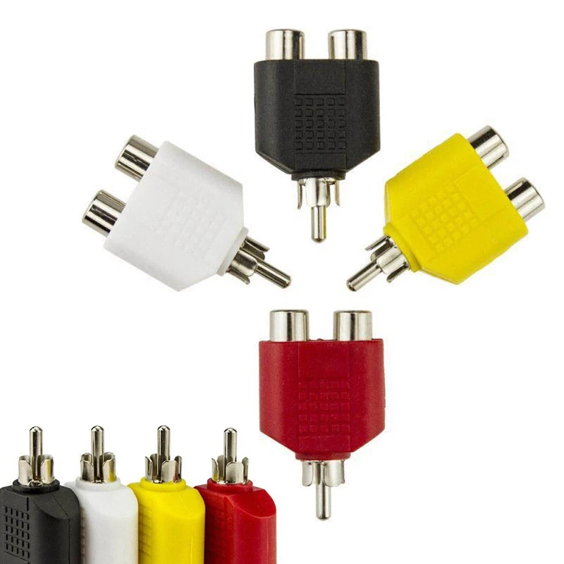 

Connector Y Splitter 1 Male to 2 Female Adapter AV Jack Plug Double Audio Video Converter CCTV Camera Security System