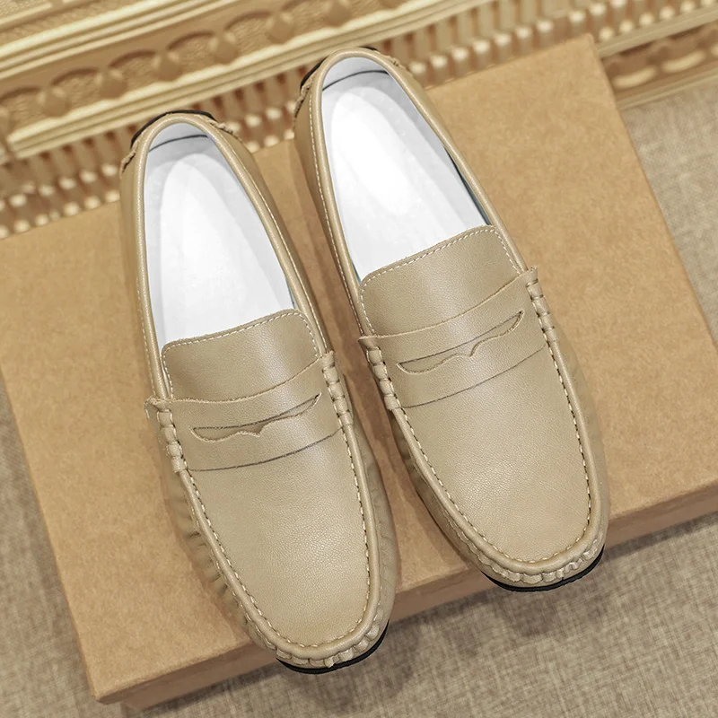 Casual Shoes for Men's Loafers Soft Soles Comfortable Driving Shoes for Men's Genuine Leather Walking Shoes Big Size：39-47