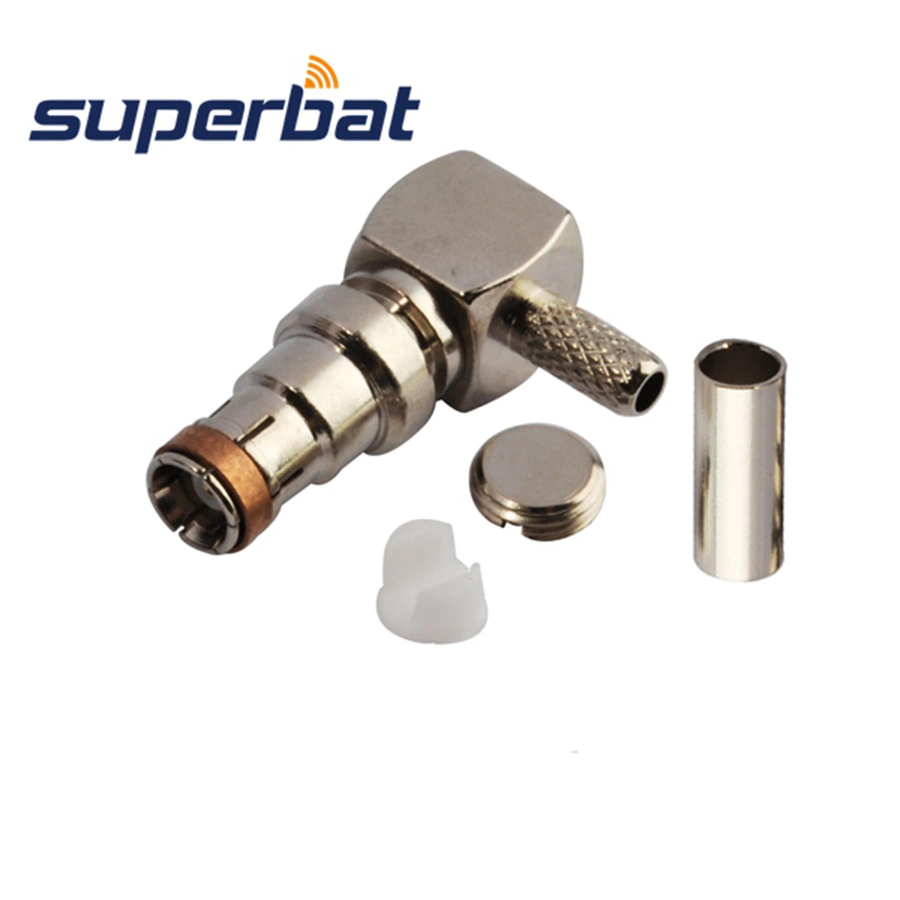 Superbat 50ohm SMB Male Right Angle Crimp Attachment RF Coaxial Connector for RG316 RG174 LMR100 Coaxial Cables