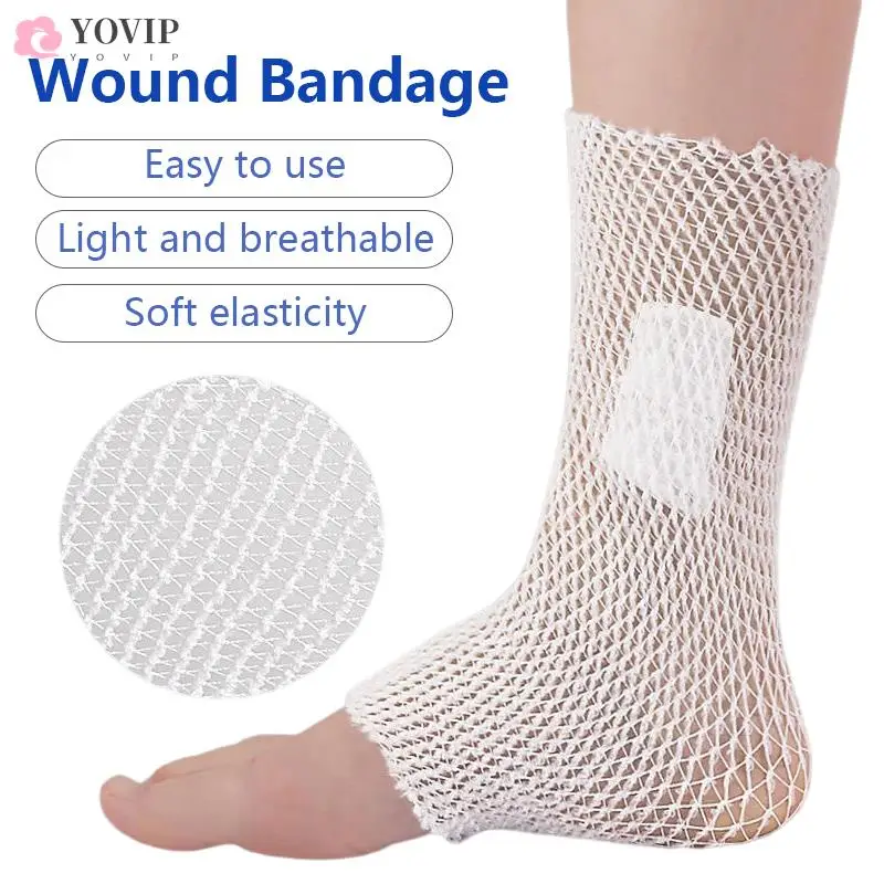 

2M/Roll Stretchable Medical Nursing Emergency Aid Gauze Elastic Net Wound Dressing Bandage For Head Elbow Ankle Knee Injuries