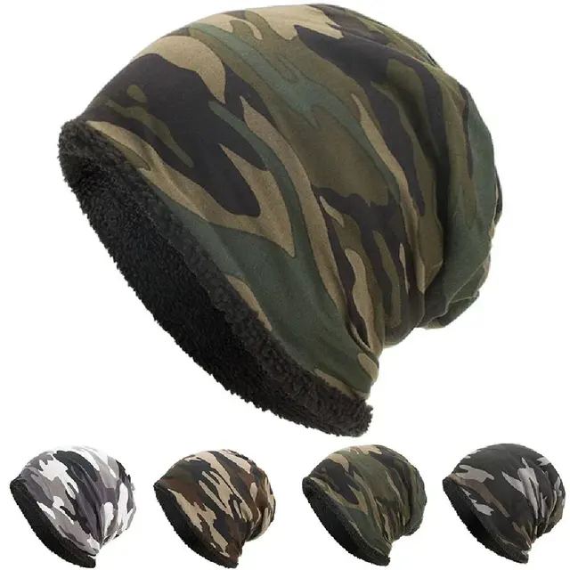 Autumn And Winter New Camouflage Cotton Velvet Hat Warm Stylish And Fleece Cap Pile Cap Outdoor Male Female