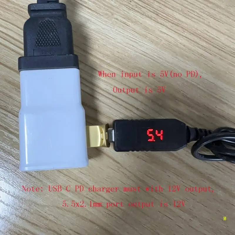 12V 36W PD USB 유형 C 수 입력 5.5 2.1mm 수 전원 충전 케이블 F19E