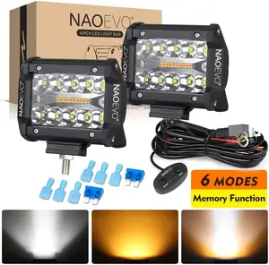 4x4 Off Roaderled Work Light Bar 12v 24v 2 Color 6 Modes For Off-road 4x4  Trucks