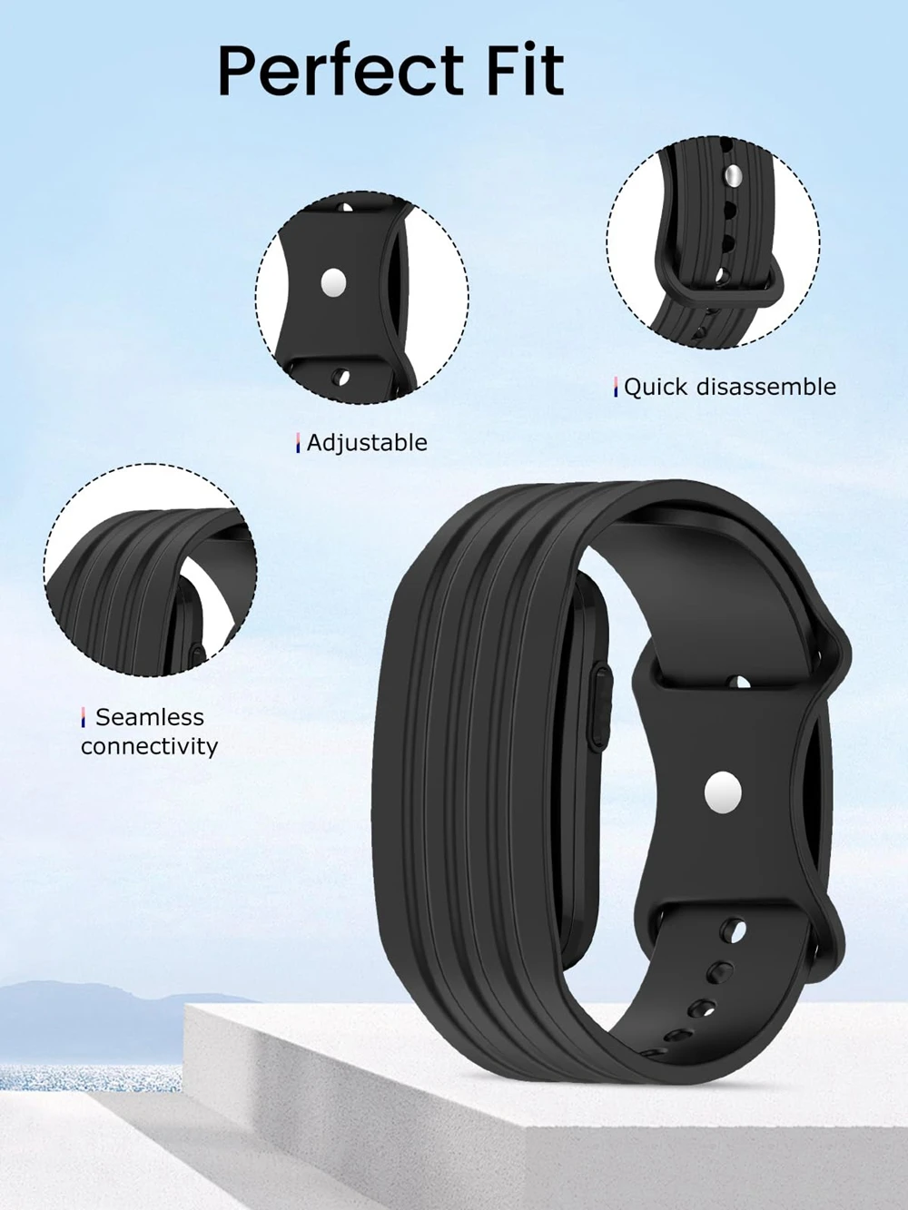 Silicone Sport Wristband - Adjustable & Breathable Replacement Bracelet Accessory