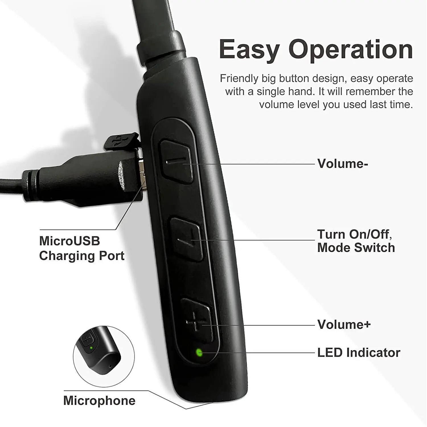 JINGHAO Neckband Hearing Amplifier Rechargeable Hearing Aids Up To 80 Hrs Working Time Anti Loss Convenient for Elderly 6