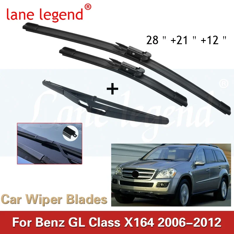 

For Benz GL Class X164 2006-2012 28"+21"+12" Front Rear Wiper Blades Windshield Windscreen Window Cutter Accessories 2011 2012
