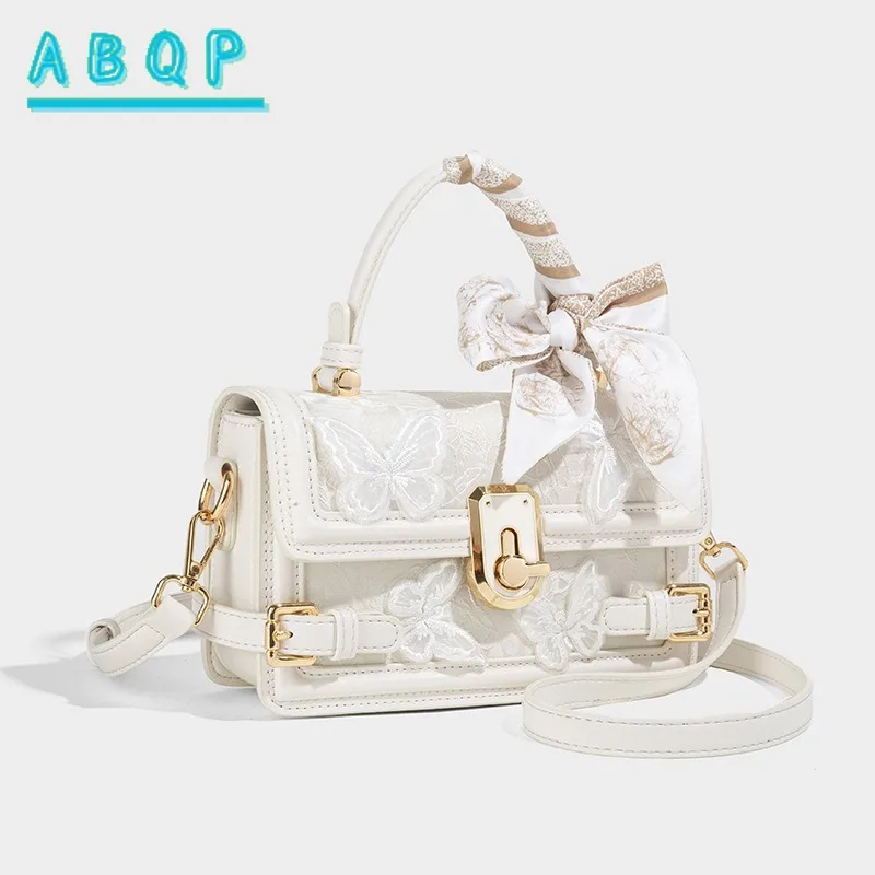 ABQP Nuova borsa a tracolla da donna di marca di lusso, borsa da donna alla moda, con ricamo a farfalla, piccola borsa quadrata, grande capacità - immagine 2