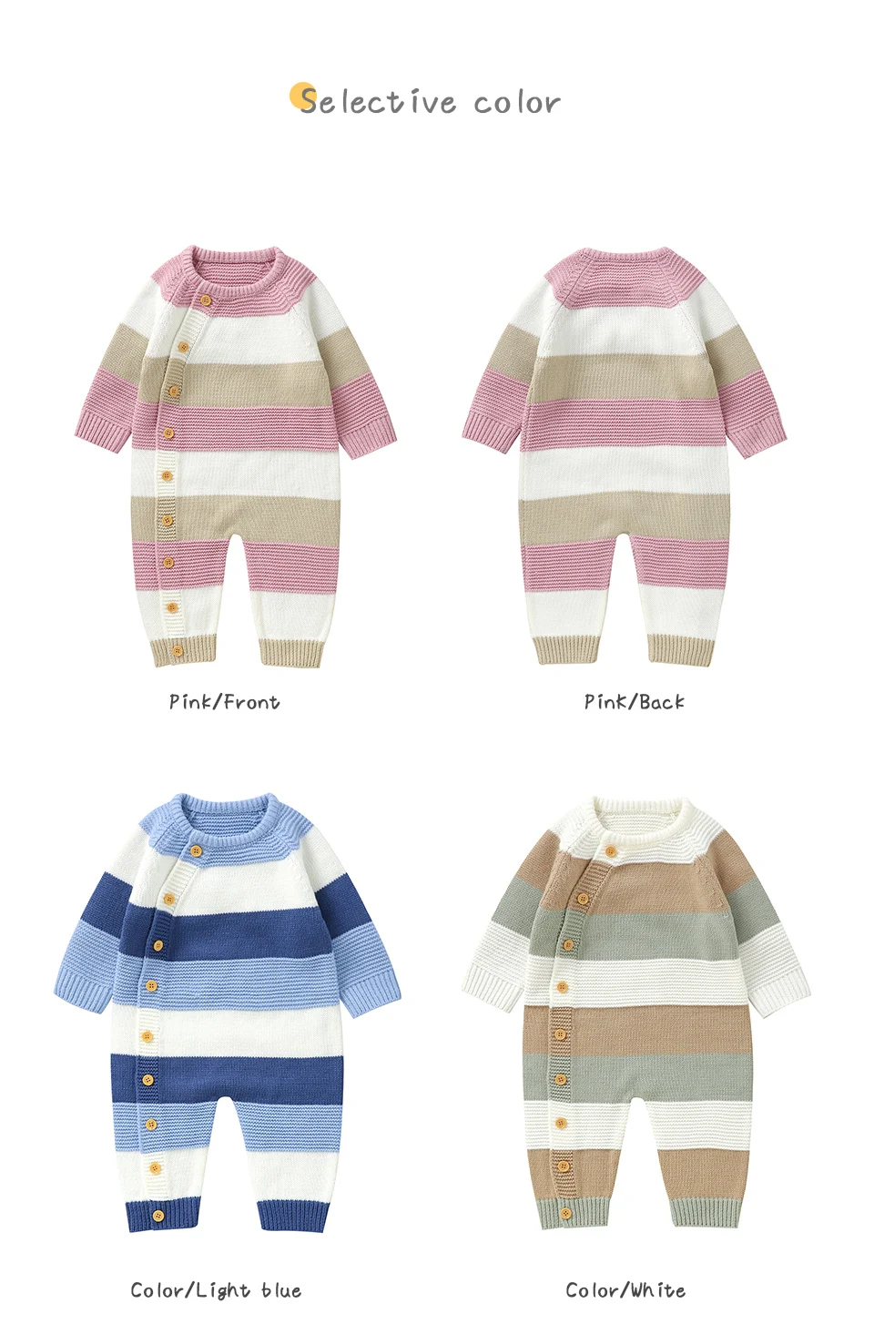 Baby Stram pler Herbst Rundhals ausschnitt Langarm Strick Neugeborene Jungen Overalls einteilig Winter Kleinkind Unisex Spiel anzüge 0-18m tragen – Detail 6