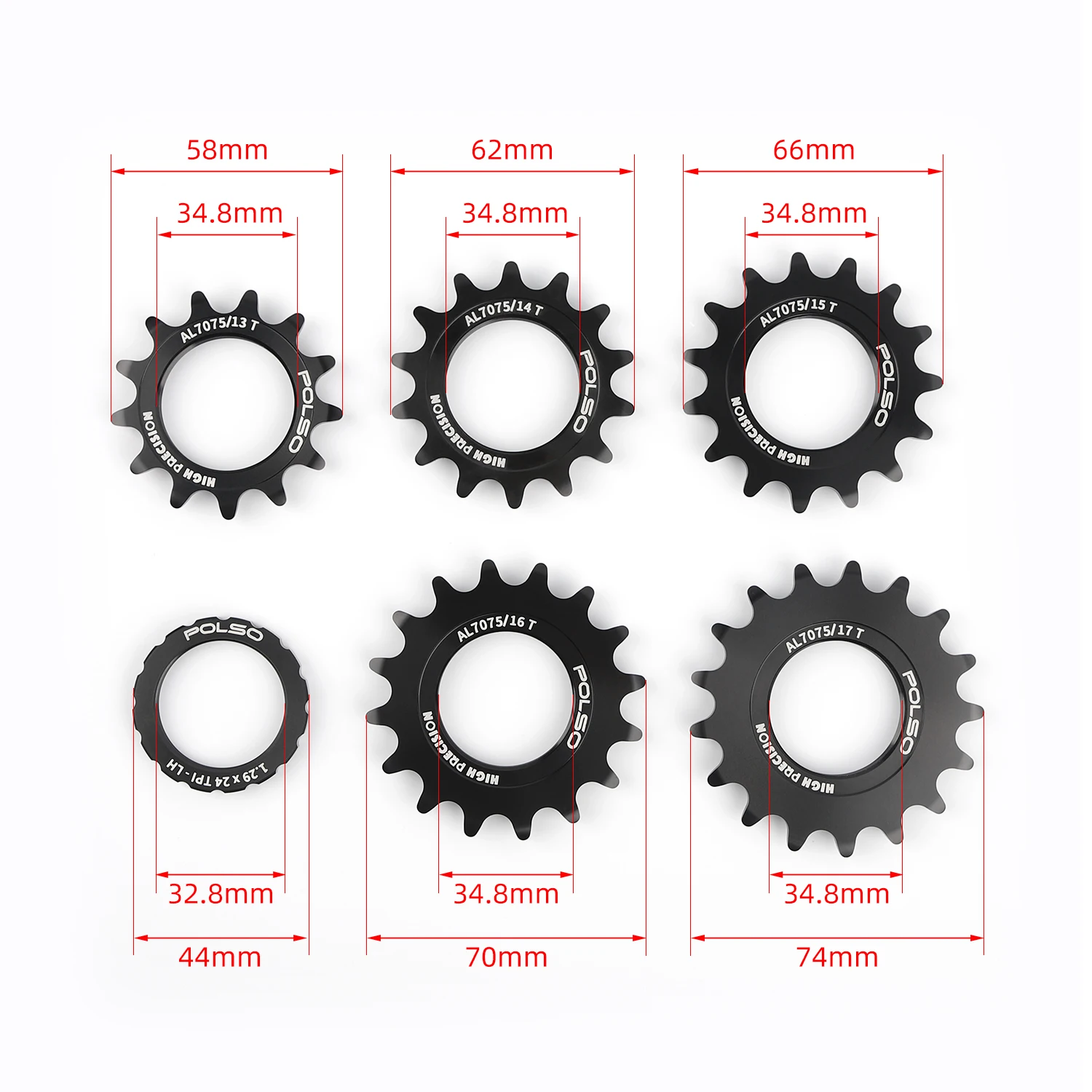 POLSO FC002 Black Aluminum Alloy Fixed Gear Cog Singple Speed Fixie Freewheel Track Cycling Flywheel bicycle sprocket gear bike freewheel bike sprocket bicycle parts
