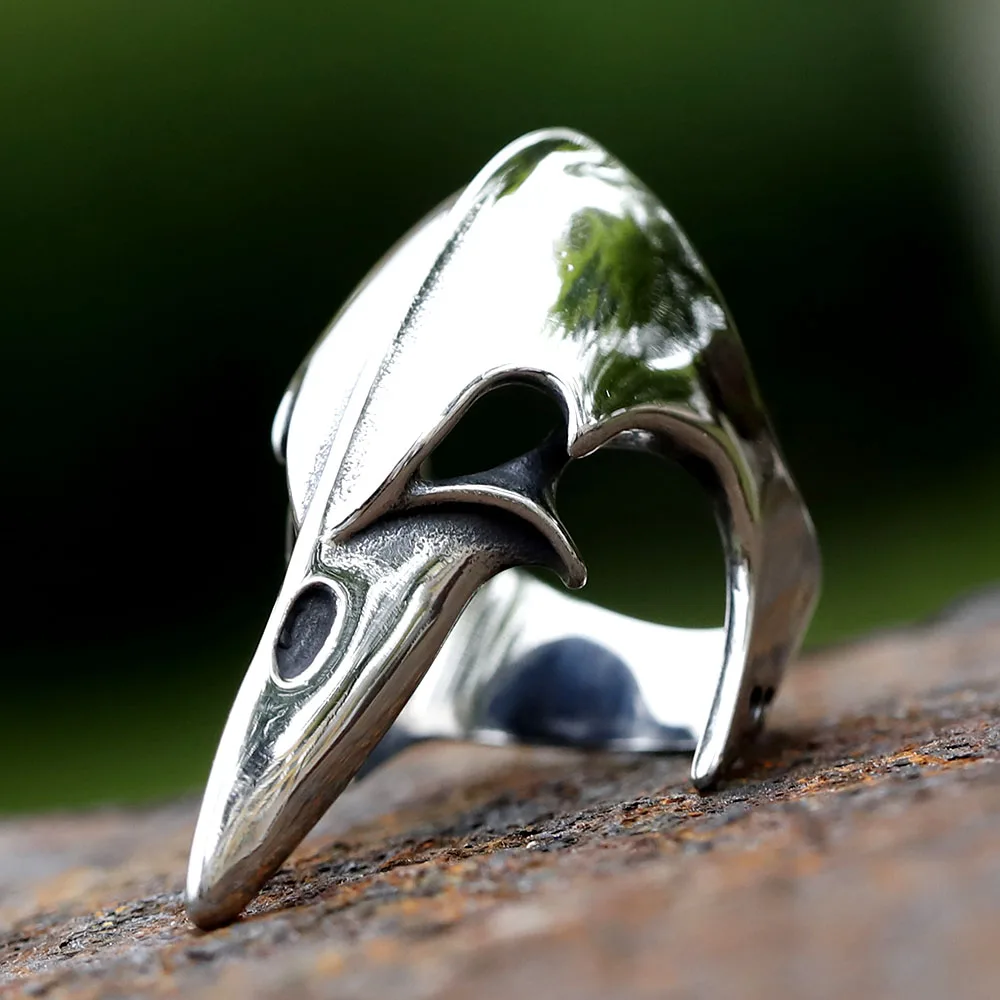 2023 neue Herren 316l Edelstahl Ringe nordischen Wikinger Odin Rabe Kopf Tier Amulett Modeschmuck für Geschenke versand kostenfrei