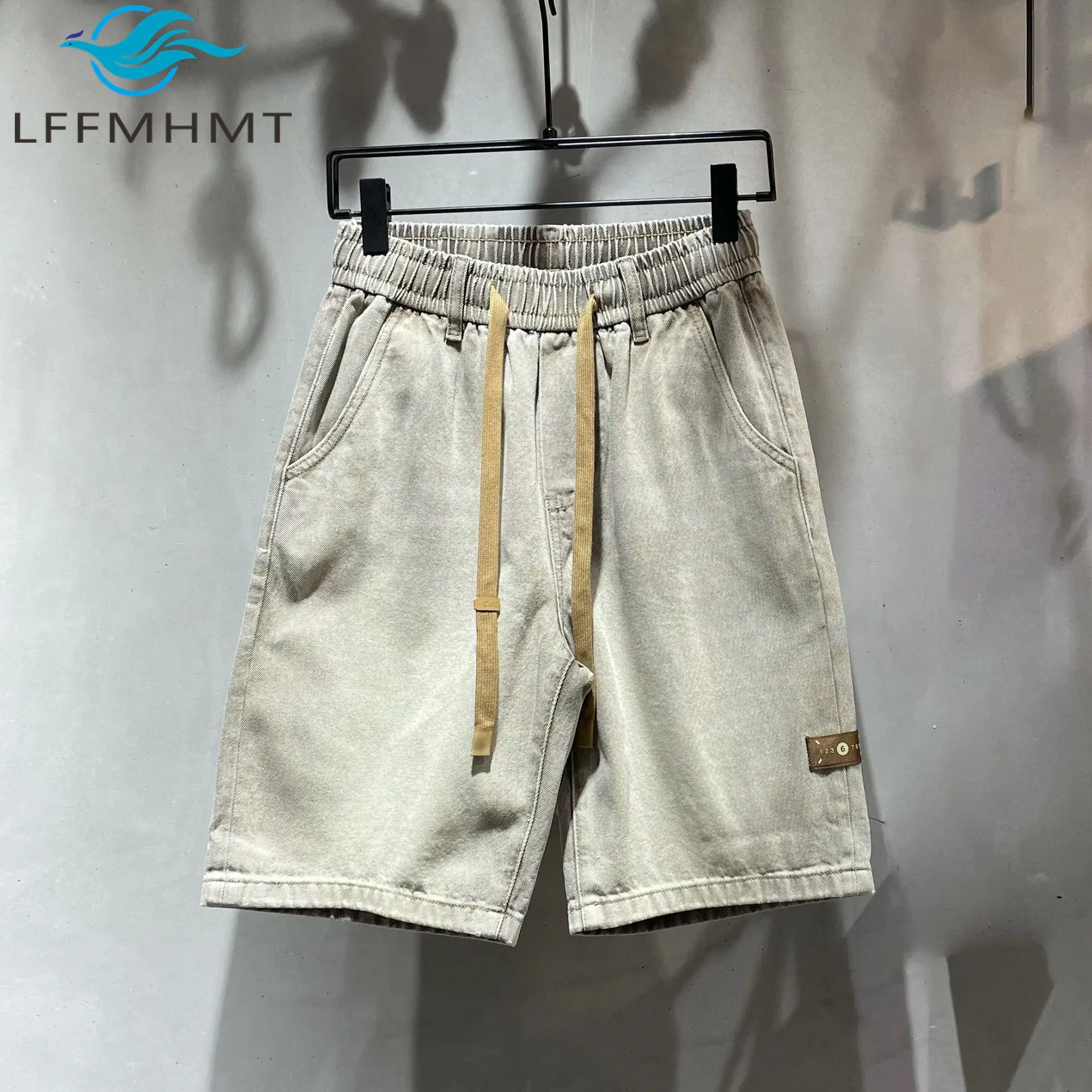 Good Quality Summer Fashion Men's Elastic Waist Soft Casual Denim Shorts Korea Style Dense Fabric Vintage Thin Half Length Pants