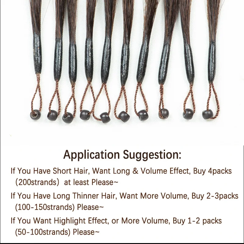 8D Micro Link Hair Extensions Human Hair Nano Rings 0.6g/pcs 50strands/pack