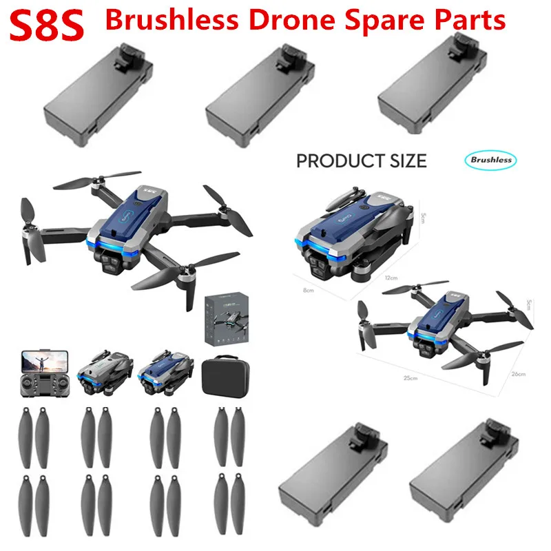 

S8S Brushless Foldable Remote Control RC Drone Quadcopter Spare Parts Accessories 3.7V 1800Mah Battery/Propeller/USB Charger