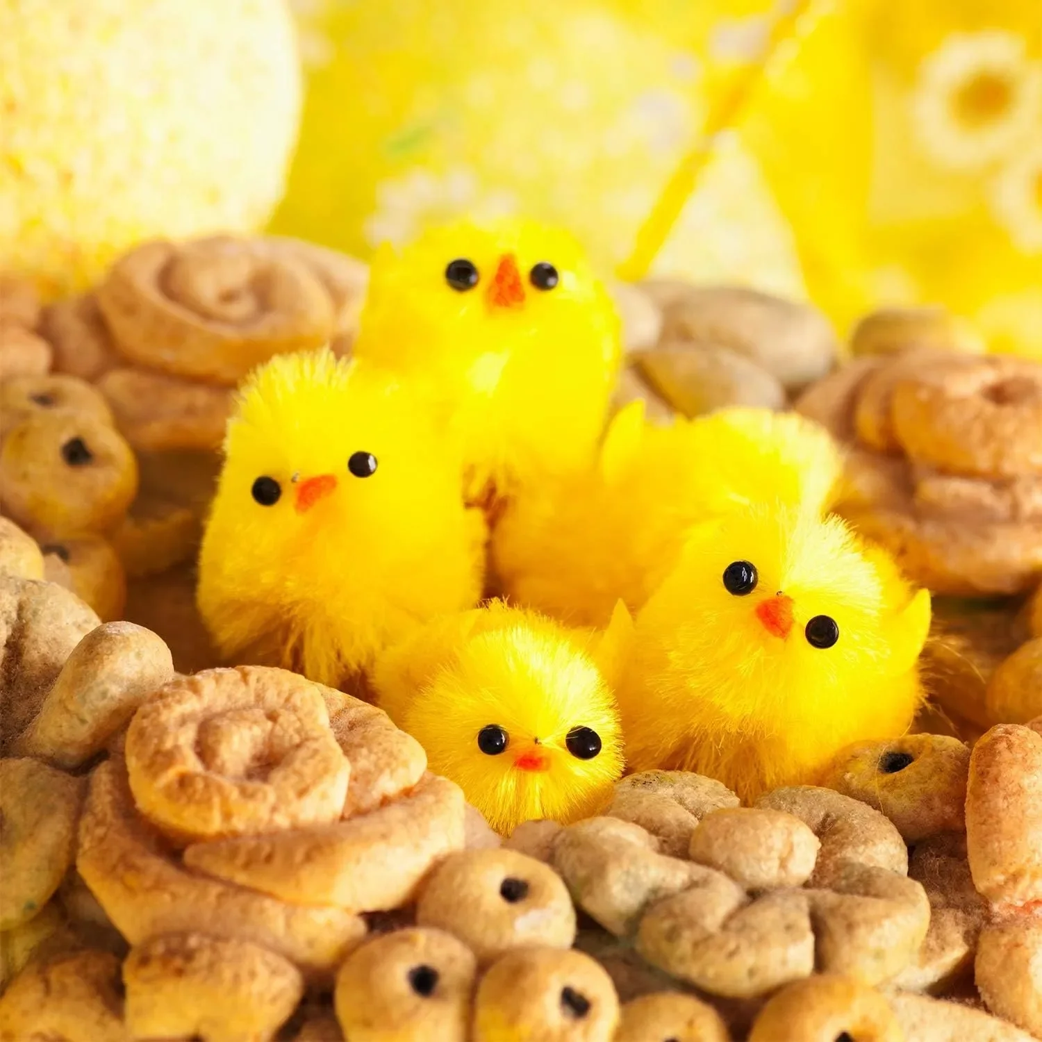 Cute Easter Chick Mini Animal Simulation Plush Small Yellow Chicken DIY Party Decoration Easter Gift Decoration