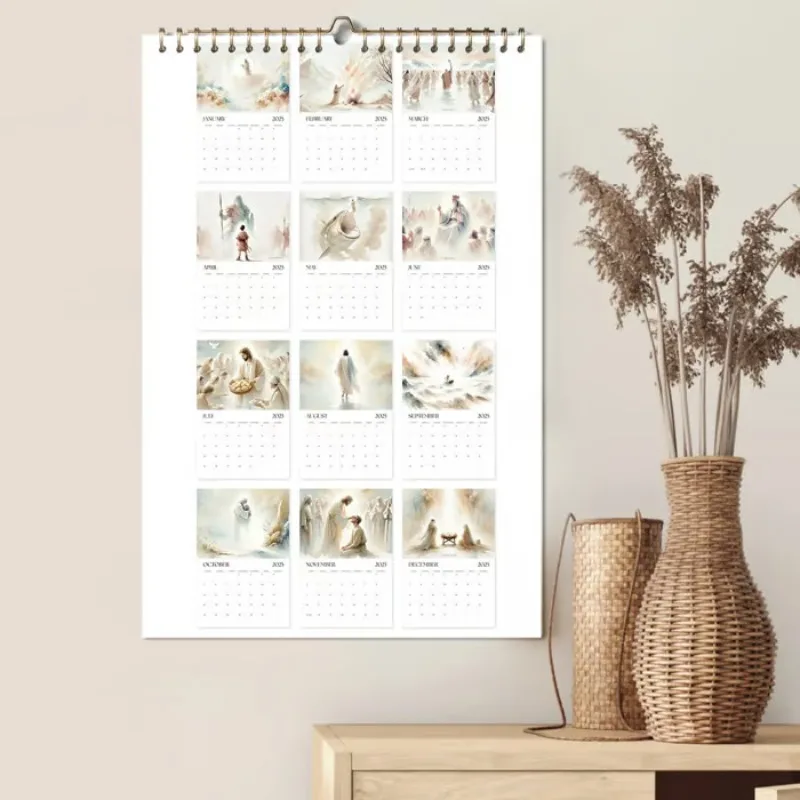 Calendar Bible Stories Calendar 12 Months Wire-Binding Wall Calendars for Home Decor