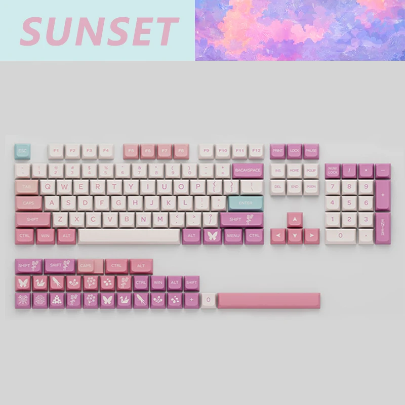 

KBDiy PBT XDA Profile Sunset Pink Keycap Mechanical Keyboard Keycaps Custom for MX Switches 133 Keys for 61/64/68/78/84/87/96
