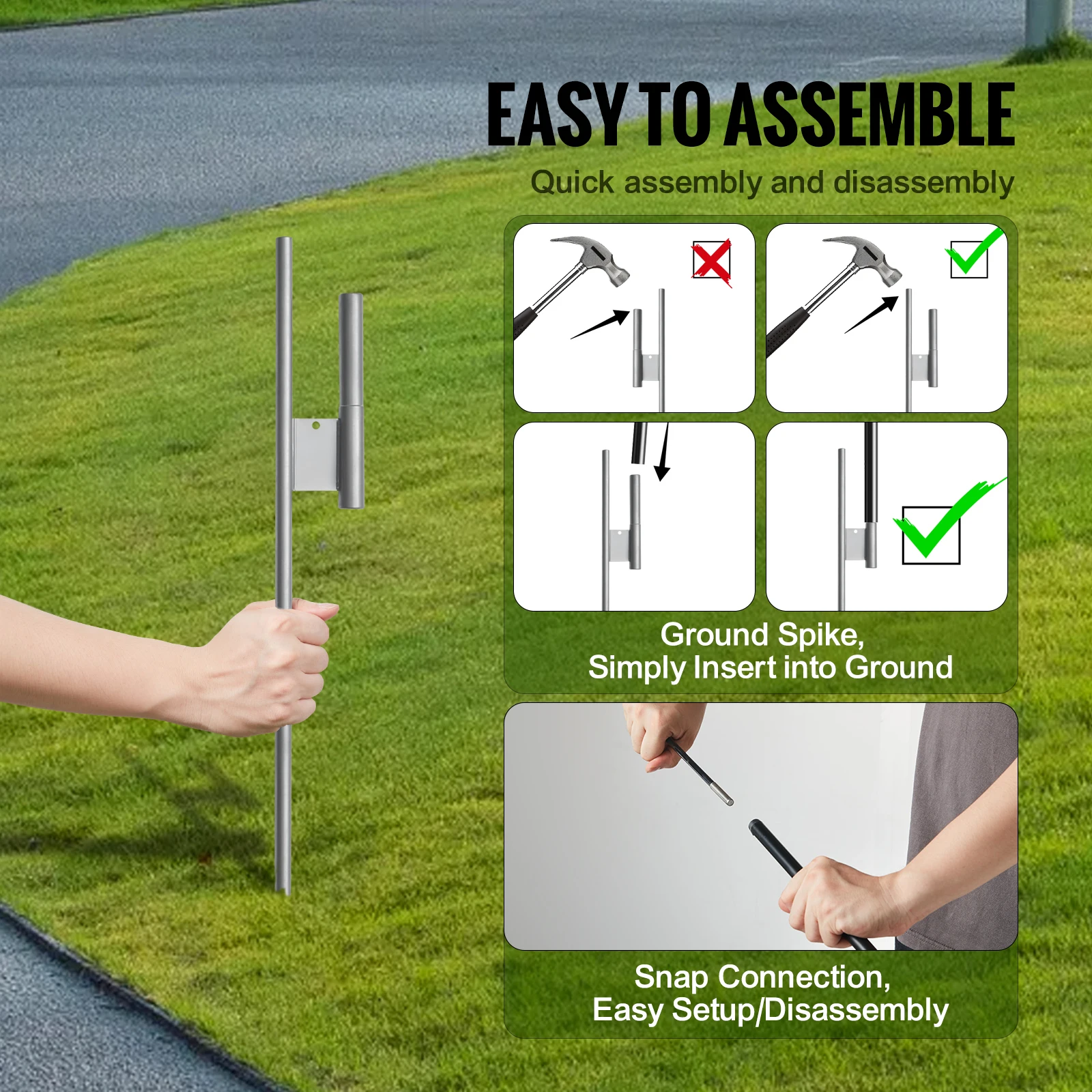 VEVOR Feather Flag Pole Kit 3Packs Swooper Flag 16.3ft Sign Poles for Business Advertising Flags Outdoor with Ground Stakes