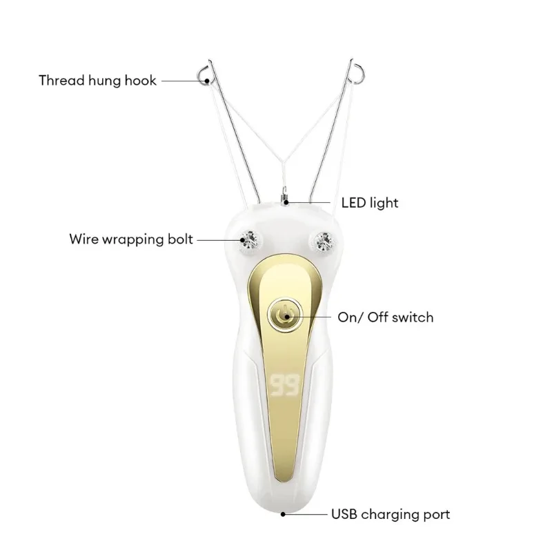 Mini Electric Hair Remover Facial Hair Removal Defeatherer Women Beauty Epilator Body Arm Cotton Thread Depilator LCD Display 6