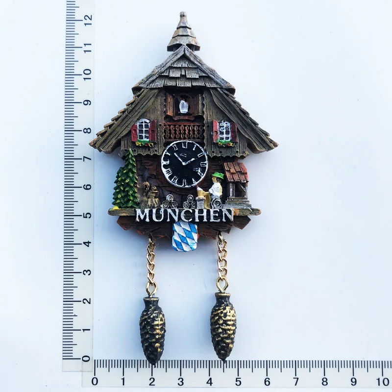 

New German rural wall clock Fridge Magnet handicraft cultural charm message stickers resin tourism souvenir decorations