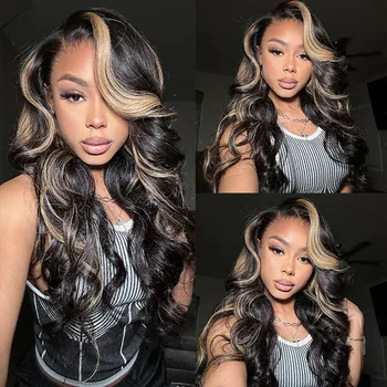Highlight Lace Front Wig Human Hair 13x4Wear And Go Glueless Wig 12A Hair 250Density Body Wave Hair Balayage HD Lace Frontal Wig - Image 6