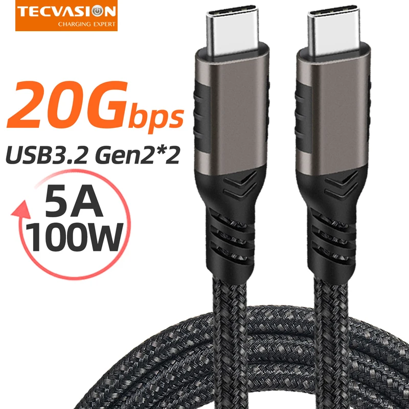 USB 3.2 C타입 to C타입 케이블, 20Gbps 편조 코드, 4K UHD PD..