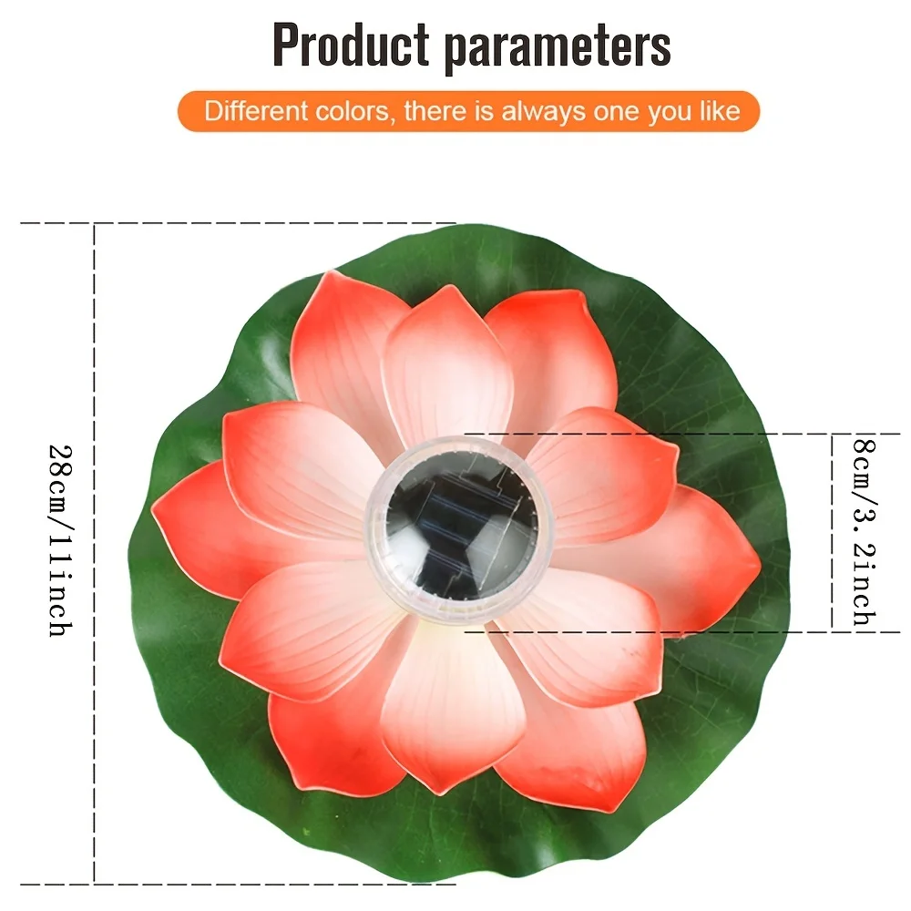 Solar Garden Light Solar Artifical Floating Lotus LED Light Solar Powered Night Pool Light Lotus Lamp Garden Pond Fountain Decor Outdoor Lighting