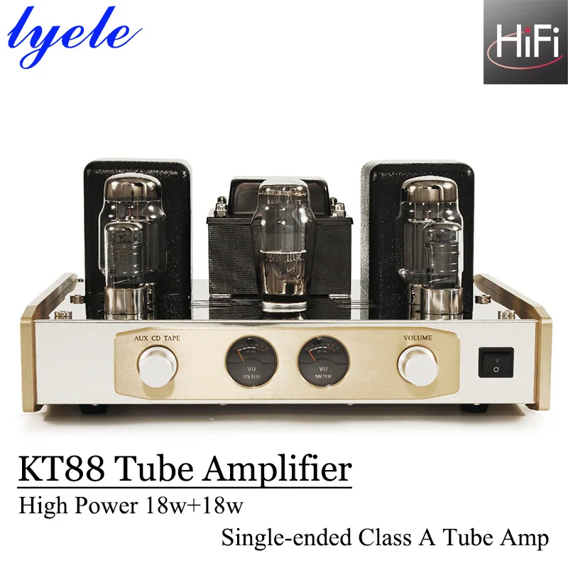 Lyele Audio Kt88 Vacuum Tube Amplifier Hifi Amplifier Class A Tube Amp High Power 18W*2 Vu Meter Single Ended Audio 6J8P 2 (2.0)