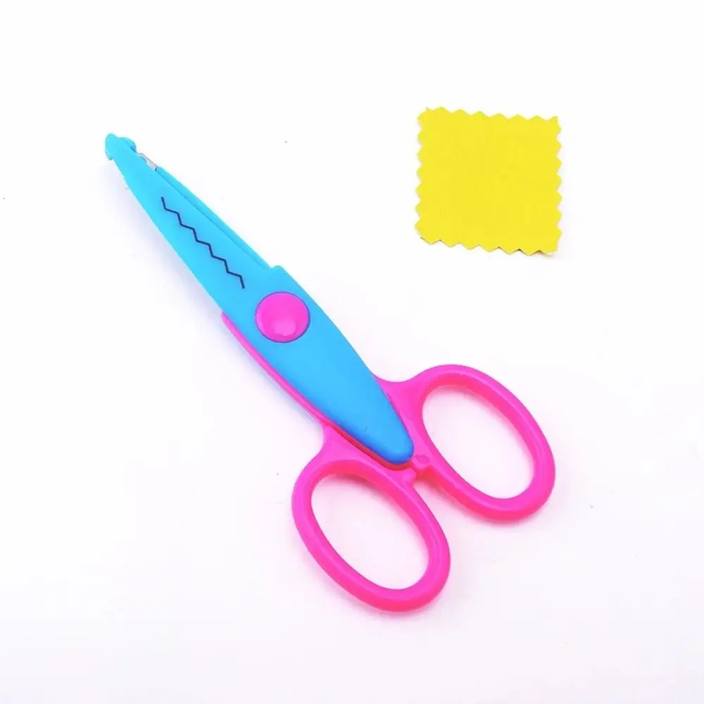 1/6PCS DIY Color Lace Scissors Small Round Head Wavy Pattern Paper Cuttings Scissors Stationery Comfortable Hand