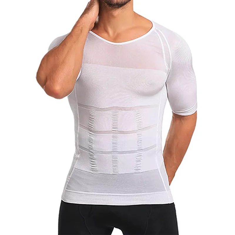 Slimming Vest Men's Slimming Shaper Posture Vest Men's Compression T-Shirt Body Building Fat Burn Chest Tummy Shirt Slim Dry Quick Under Shirt