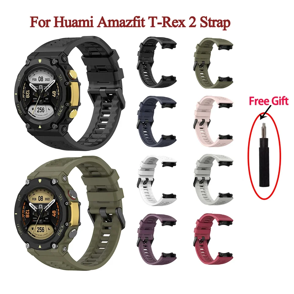 KangPlus Cinturino In Pelle Sintetica Per Amazfit T-Rex 2 - Bracciale Sportivo Confortevole Con Attrezzi Di Montaggio, Nero