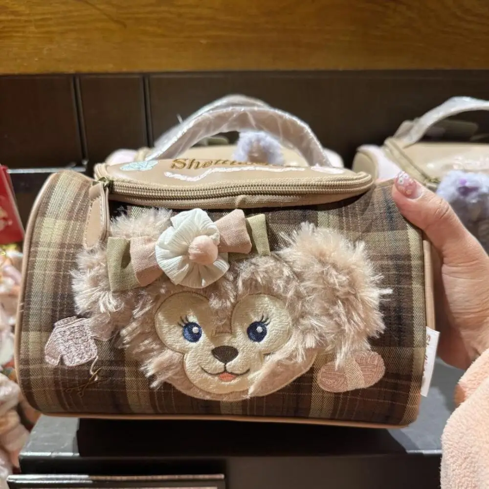 22Cm 디즈니 셀리메이 봉제 인형 Pu 가죽 휴대용 화장품 보관 가방 더블 레이어 지퍼 대용량 소녀 생일 선물