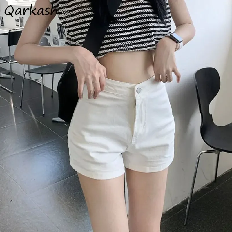 

Denim Shorts Women High Waist Korean Style Summer Skinny Hotsweet Solid All-match College Casual Fashion Ulzzang Vintage Chic