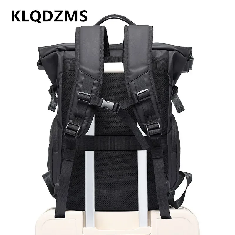 KLQDZMS Large Capacity Backpack Men's New Travel Shoulder Bag Students 15.6 Inch Laptop Oxford Cloth Waterproof Schoolbag