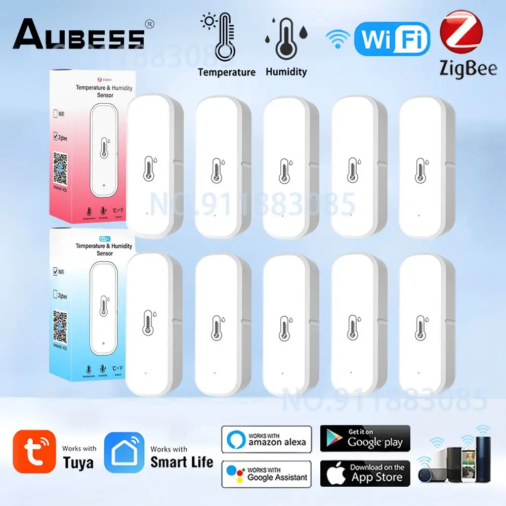 

ZigBee Tuya WiFi Temperature And Humidity Sensor Indoor Humidity Sensor Battery Powered APP Monitoring Support Alexa Google Home