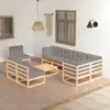 9-Piece Solid Wood Pine Patio Lounge Set with Cushions - Stylish Outdoor Furniture 2