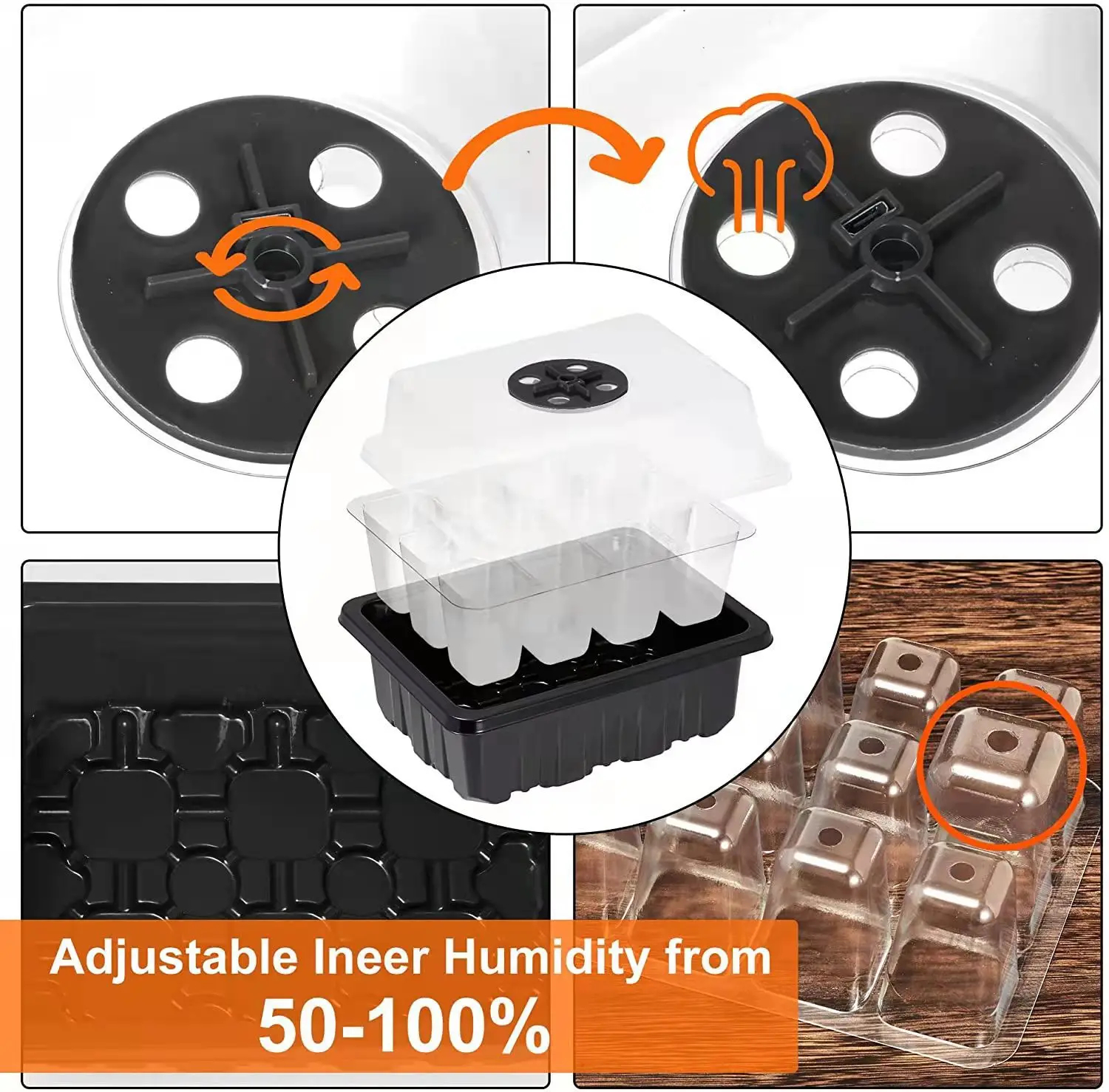 2022 12 Hole Seedling Trays Seed Starter Starter Plant Flower Grow Box Propagation For Gardening Grow Starting Germination Box