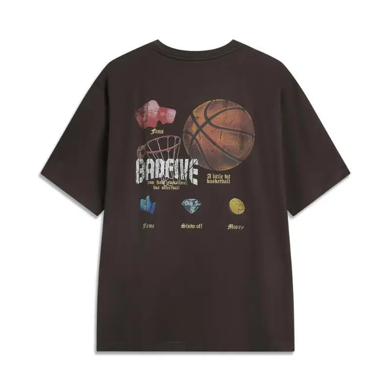 Li-Ning Men Basketball T-Shirt Round Neck Comfortable LiNing Short Sleeve Tee Tops AHSV063