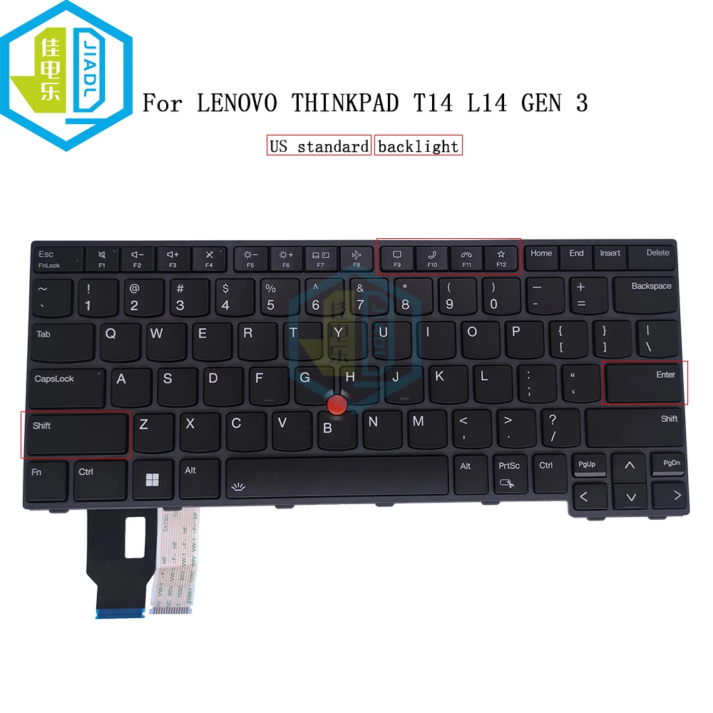 Teclado Retroiluminado para Lenovo Thinkpad Teclados Trackpoint Inglês Eua T14 L14 P14s Gen 21ah 21aj 5n21d67970 Cs22fbl84us