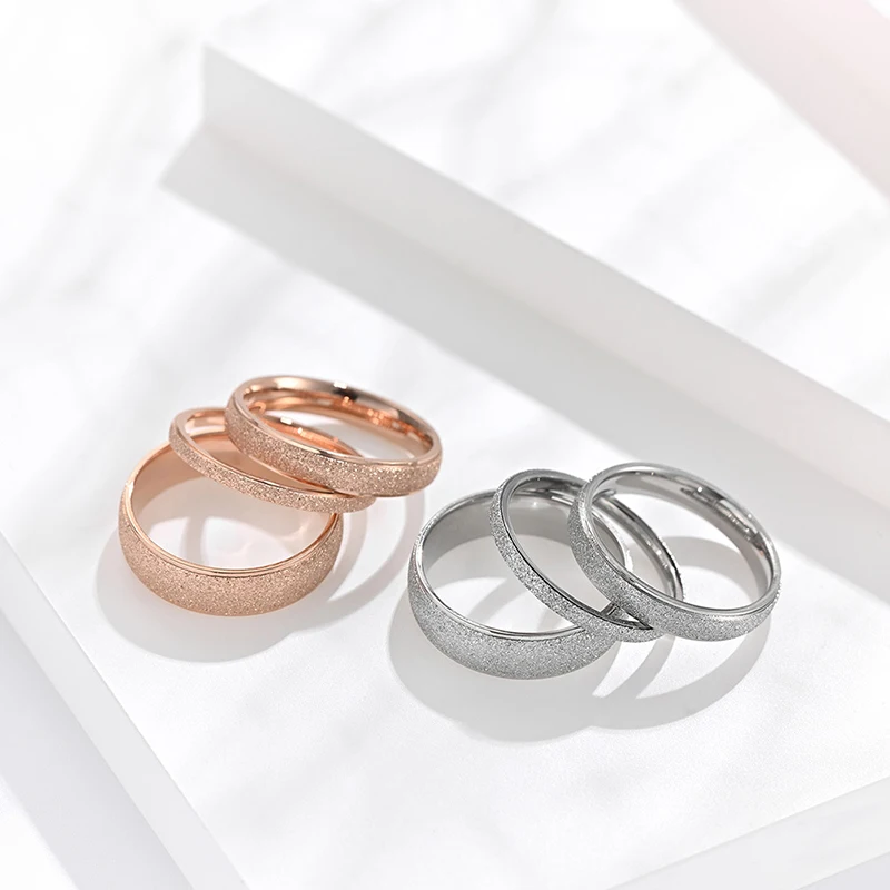Frosted Ring for Women Men 2mm/4mm/6mm Wide Gold Silver Color 316L Stainless Steel Elegant Finger Jewelry Not Fade (R026) 4
