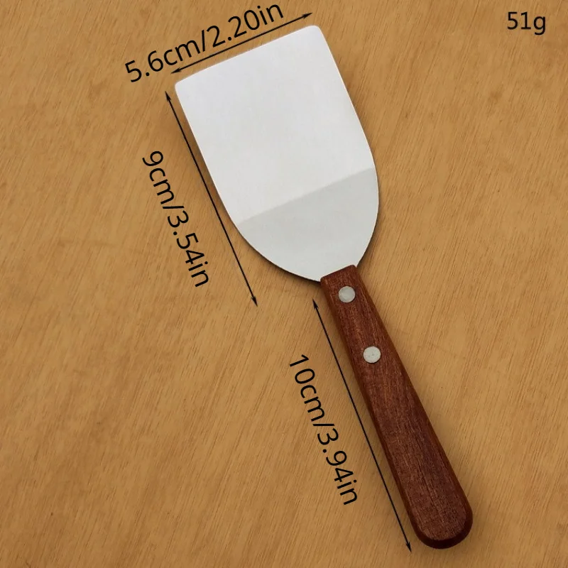 1pc, Brownie Spatula, Stainless Steel Brownie Spatula With Wooden Handle, Stainless Steel Pizza Shovel, Spatula For Cake Pizaa