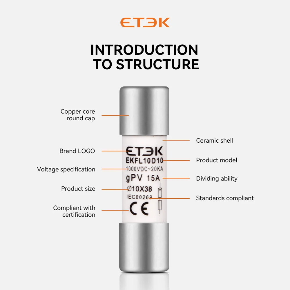 Solar Dc 1000v Pv Fuse, Gpv 10*38 15a Fuse