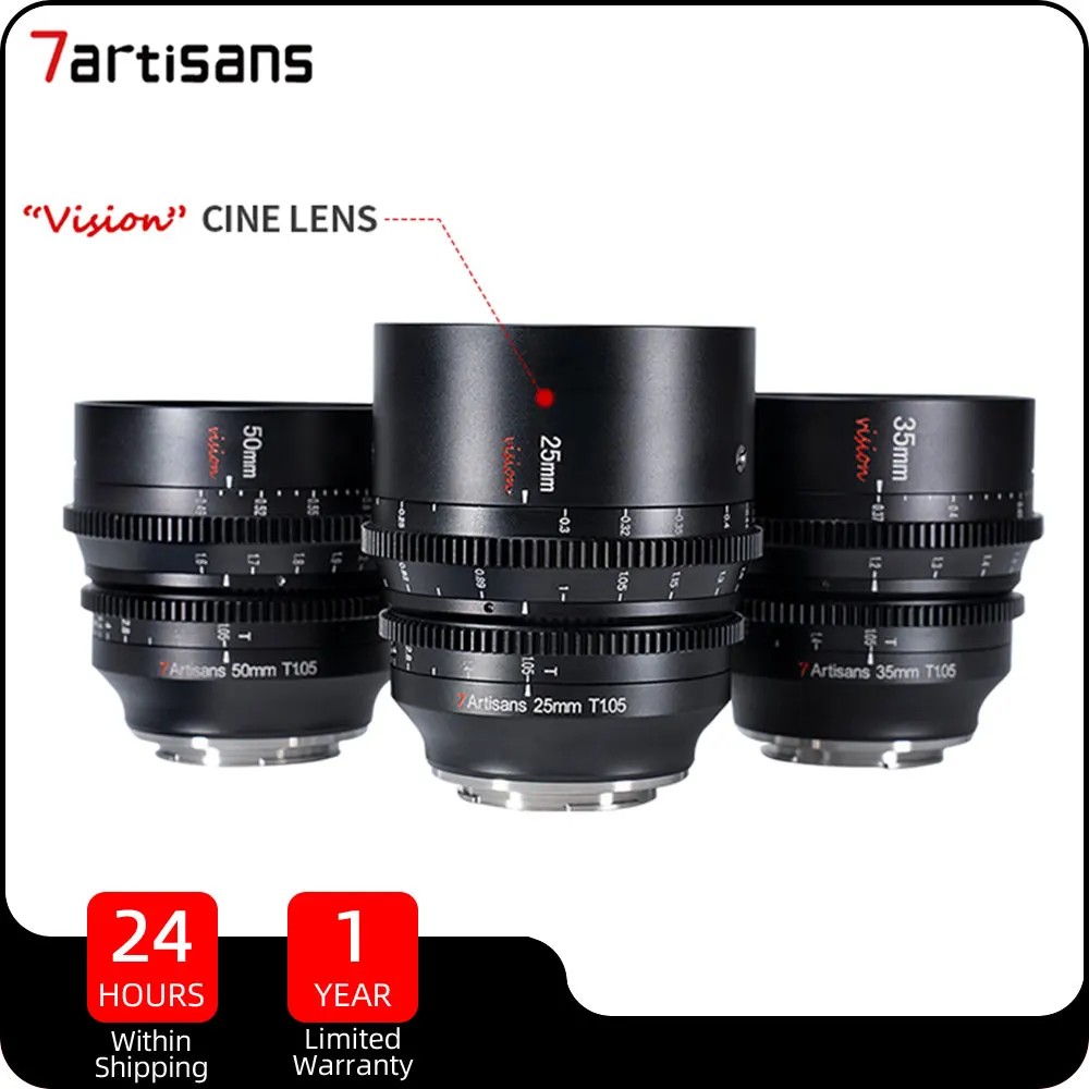 7 Artigiani 25Mm 35Mm 50Mm T1.05 Vision Cinema Lens Per Canon Rf Fuji X Sony E M4/3 Panasonic L Mount Aps-C Camera Lente