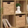 12 x 12 x 12in Water Hyacinth Storage Baskets, Wicker Storage Baskets for Shelves, Foldable Square Baskets for IKEA Kallax Set o 5