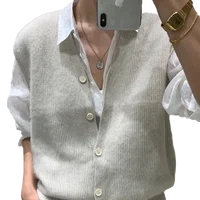 Camere Knitted V-Ne Vest Loose Women's Outerwear Spring Autumn Season Layering Woolen oulder Pad Jaet Commute Sle - Image 5