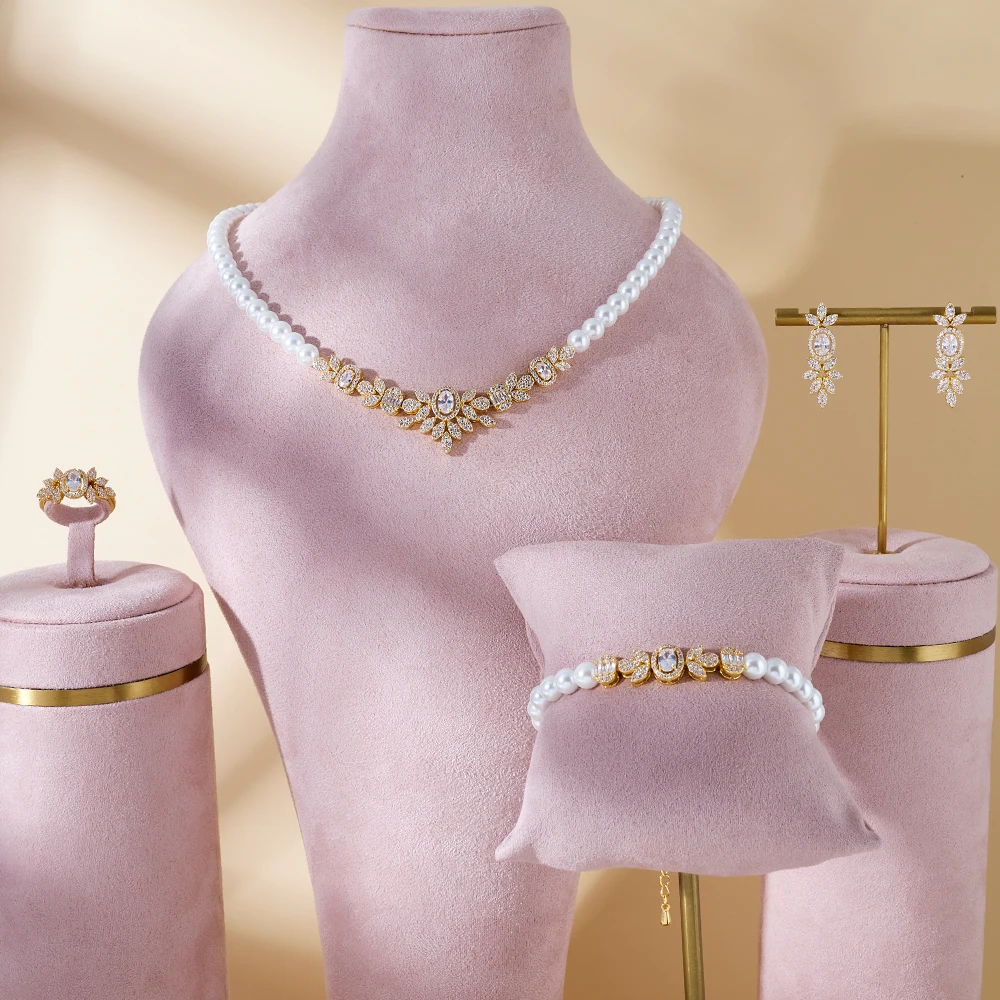 IN JEWELIFE مجموعات مجوهرات اللؤلؤ للنساء مكعب الز...